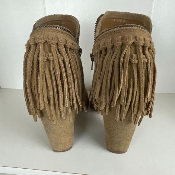 DV by Dolce Vita Suede Fringe Trim Open Toe Booties 7.5 - Picture 4 of 11